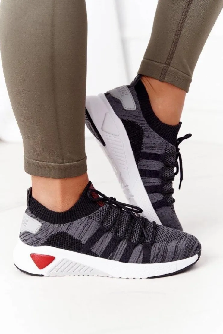 Damskie Big Star Shoes Damskie Sportowe Buty Memory Foam Big Star HH274532 Ciemnoszare