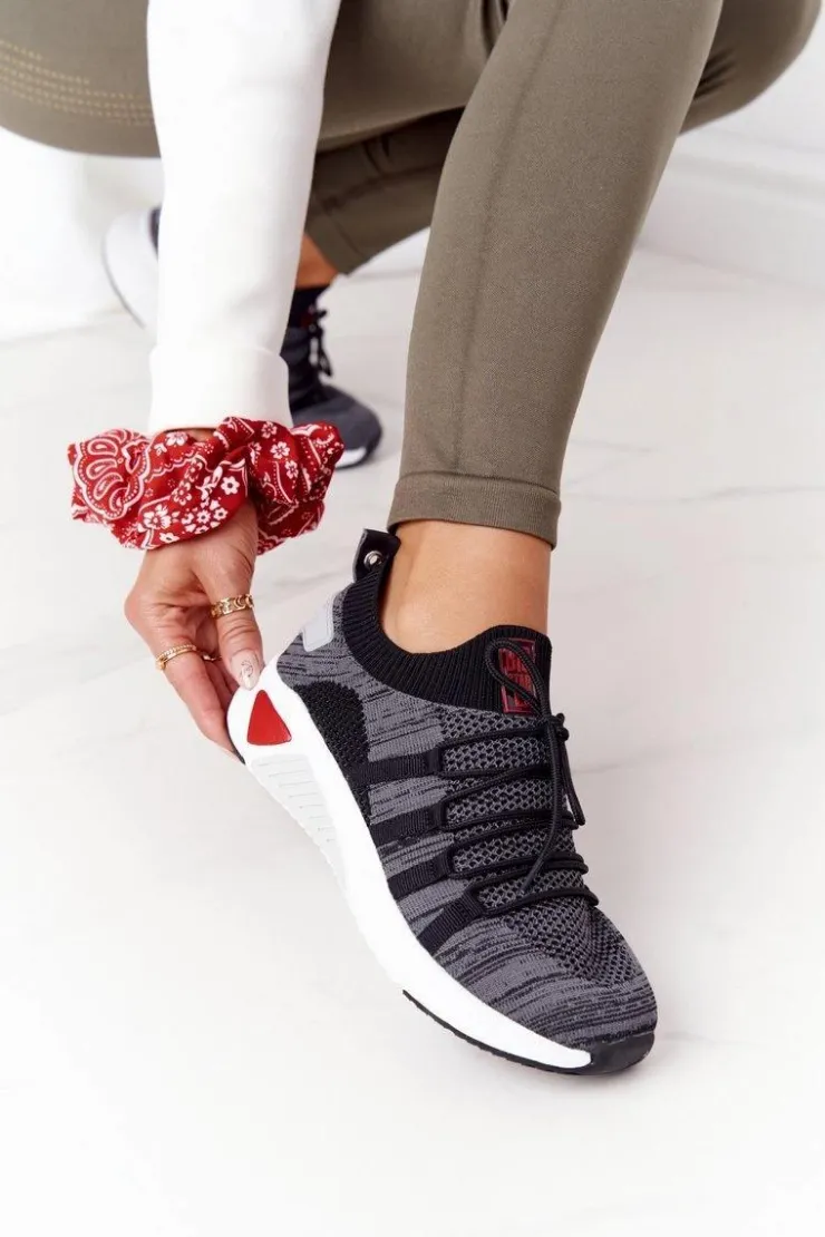 Damskie Big Star Shoes Damskie Sportowe Buty Memory Foam Big Star HH274532 Ciemnoszare