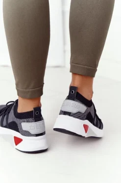 Damskie Big Star Shoes Damskie Sportowe Buty Memory Foam Big Star HH274532 Ciemnoszare