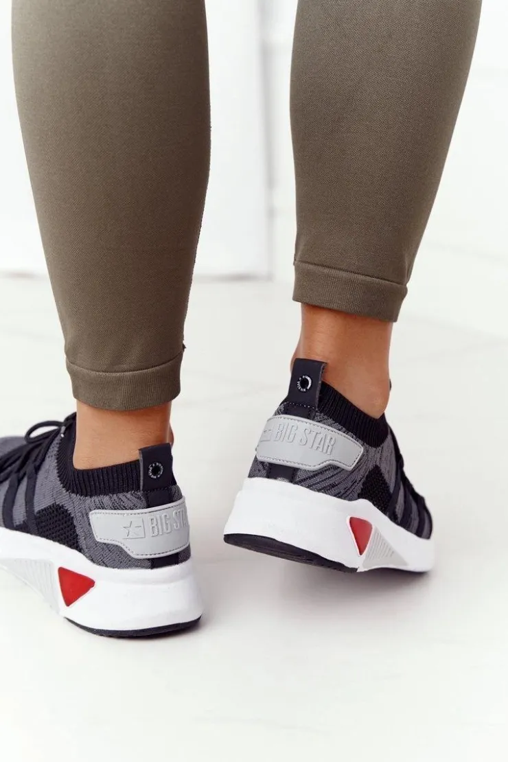 Damskie Big Star Shoes Damskie Sportowe Buty Memory Foam Big Star HH274532 Ciemnoszare