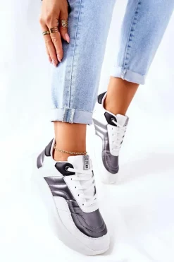 Big Star Shoes Trampki Damskie Big Star|Buty Sportowe Na Platformie*Damskie Sportowe Buty Memory Foam Big Star II274335 Białe