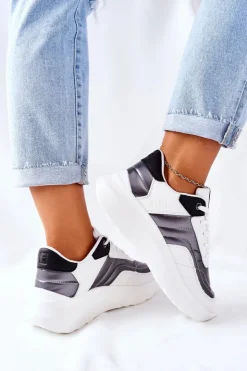 Big Star Shoes Trampki Damskie Big Star|Buty Sportowe Na Platformie*Damskie Sportowe Buty Memory Foam Big Star II274335 Białe