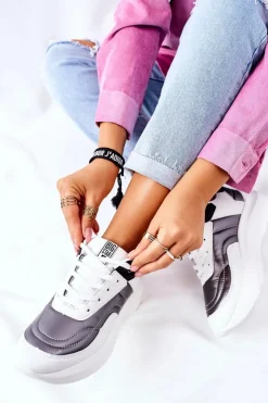 Big Star Shoes Trampki Damskie Big Star|Buty Sportowe Na Platformie*Damskie Sportowe Buty Memory Foam Big Star II274335 Białe