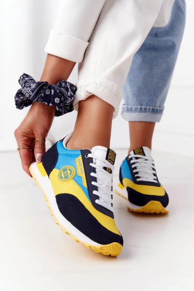Online Big Star Shoes Damskie Sportowe Buty Memory Foam Big Star HH274525 Żółto-Niebieskie