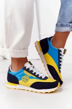 Online Big Star Shoes Damskie Sportowe Buty Memory Foam Big Star HH274525 Żółto-Niebieskie