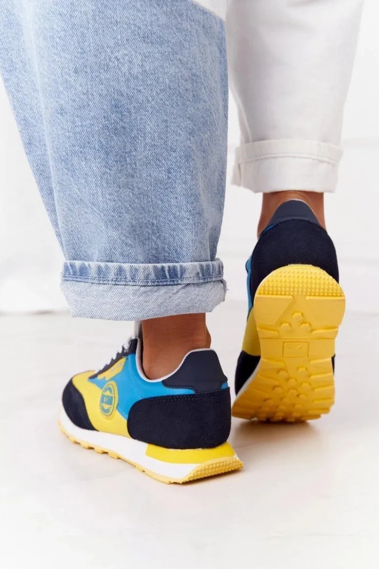 Online Big Star Shoes Damskie Sportowe Buty Memory Foam Big Star HH274525 Żółto-Niebieskie