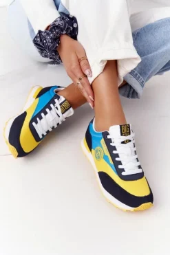 Online Big Star Shoes Damskie Sportowe Buty Memory Foam Big Star HH274525 Żółto-Niebieskie