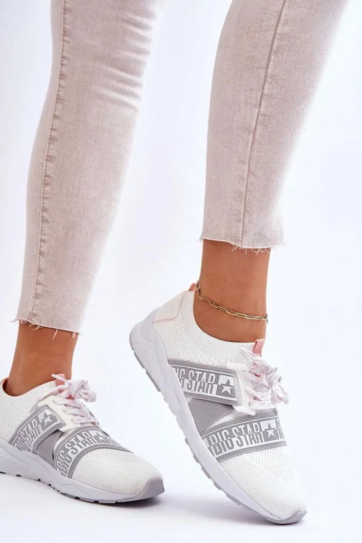 Big Star Shoes Trampki Damskie Big Star|Buty Sportowe Na Platformie*Damskie Sportowe Buty Memory Foam Big Star HH274355 Białe