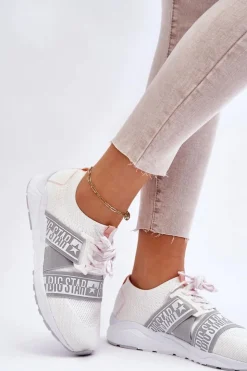 Big Star Shoes Trampki Damskie Big Star|Buty Sportowe Na Platformie*Damskie Sportowe Buty Memory Foam Big Star HH274355 Białe