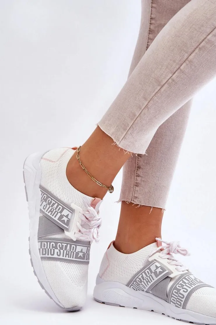 Big Star Shoes Trampki Damskie Big Star|Buty Sportowe Na Platformie*Damskie Sportowe Buty Memory Foam Big Star HH274355 Białe