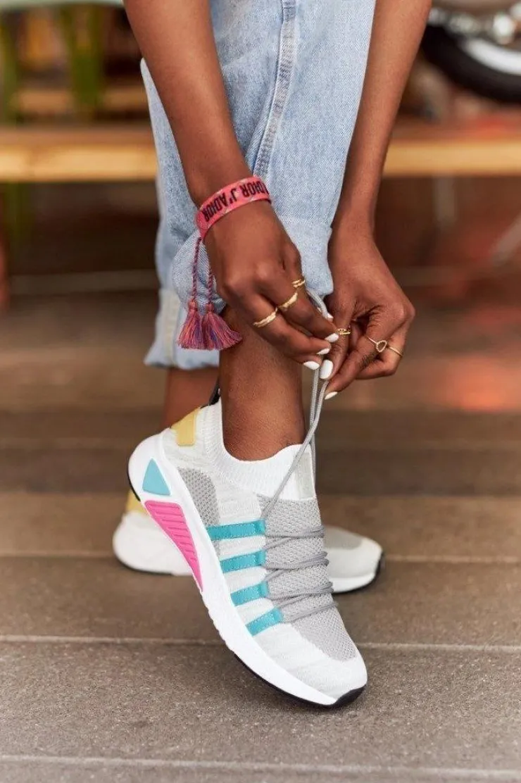 Discount Big Star Shoes Damskie Sportowe Buty Memory Foam Big Star HH274531 Biało-Szare