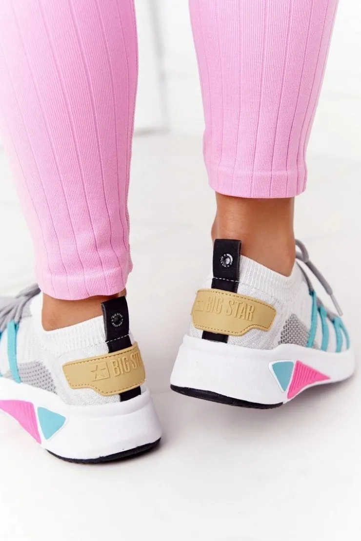 Discount Big Star Shoes Damskie Sportowe Buty Memory Foam Big Star HH274531 Biało-Szare