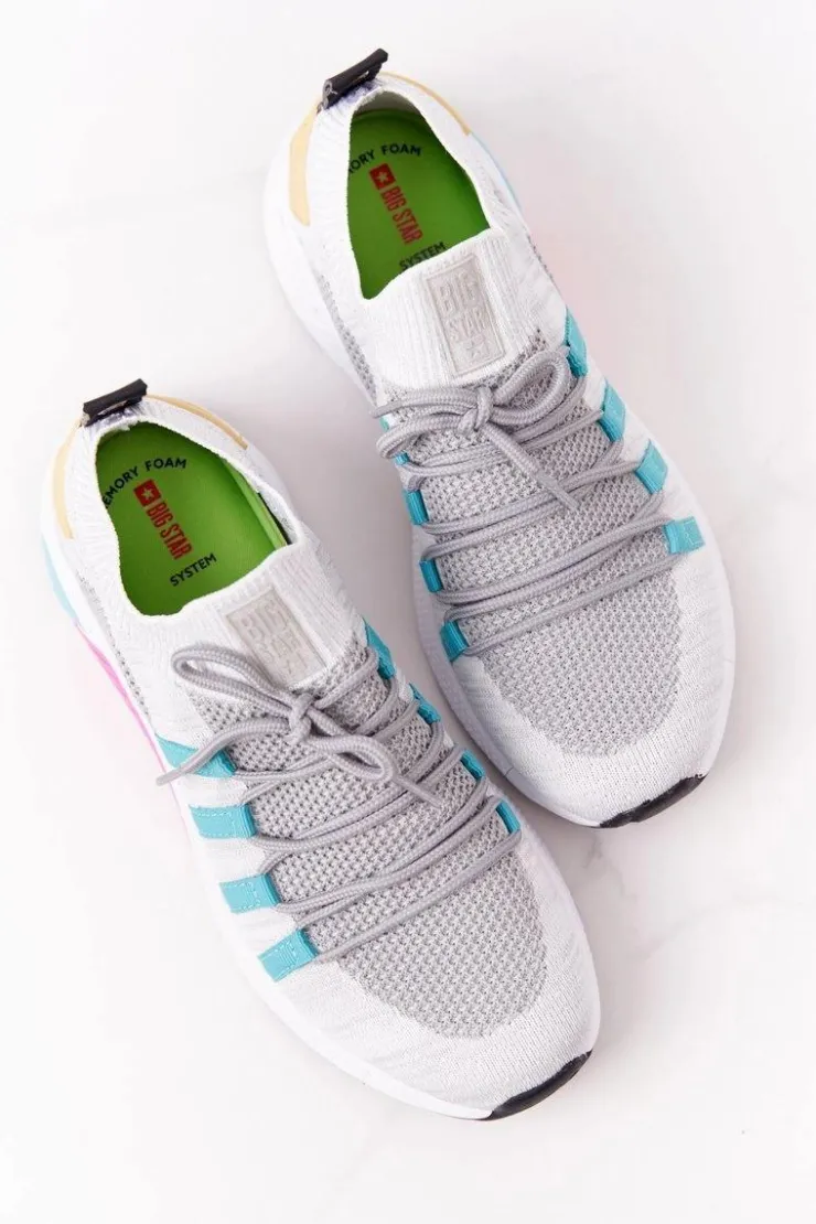 Discount Big Star Shoes Damskie Sportowe Buty Memory Foam Big Star HH274531 Biało-Szare