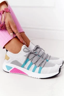 Discount Big Star Shoes Damskie Sportowe Buty Memory Foam Big Star HH274531 Biało-Szare