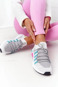 Discount Big Star Shoes Damskie Sportowe Buty Memory Foam Big Star HH274531 Biało-Szare