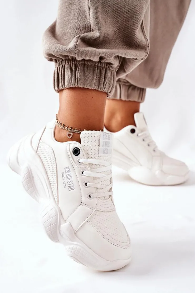 Big Star Shoes Trampki Damskie Big Star|Big Star*Damskie Sportowe Buty Memory Foam Big Star II274359 Białe