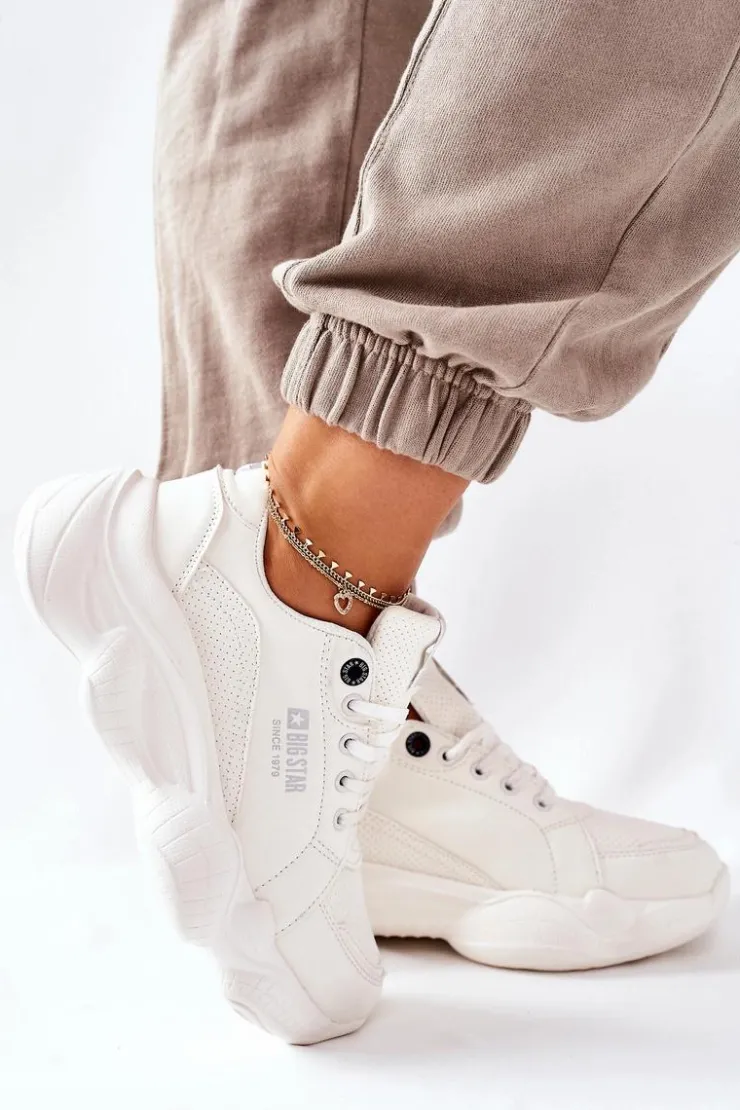 Big Star Shoes Trampki Damskie Big Star|Big Star*Damskie Sportowe Buty Memory Foam Big Star II274359 Białe