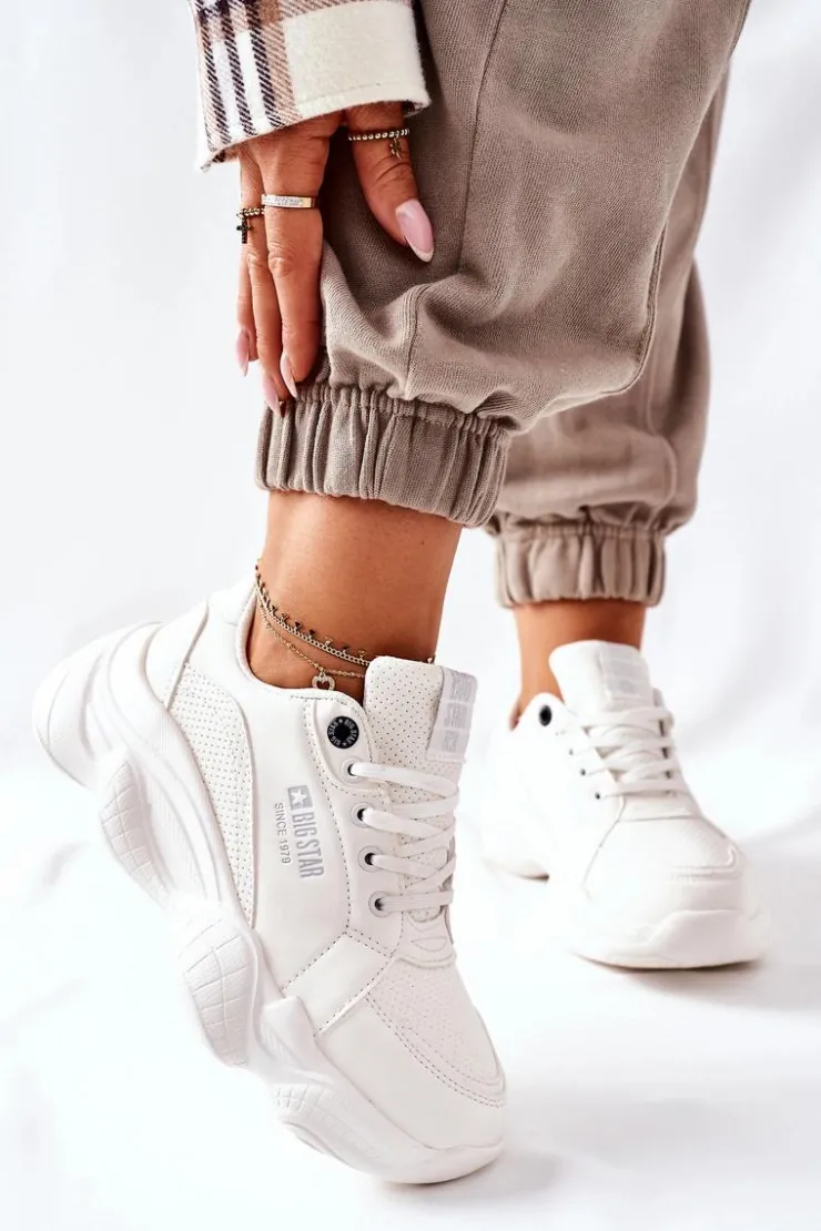 Big Star Shoes Trampki Damskie Big Star|Big Star*Damskie Sportowe Buty Memory Foam Big Star II274359 Białe