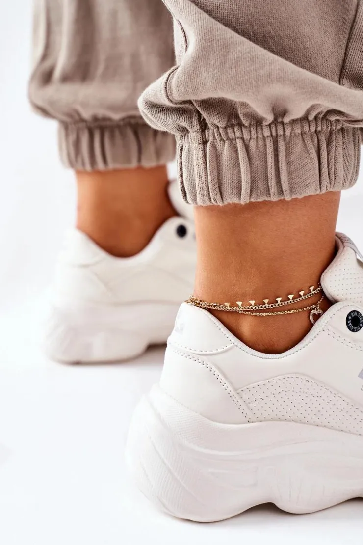 Big Star Shoes Trampki Damskie Big Star|Big Star*Damskie Sportowe Buty Memory Foam Big Star II274359 Białe