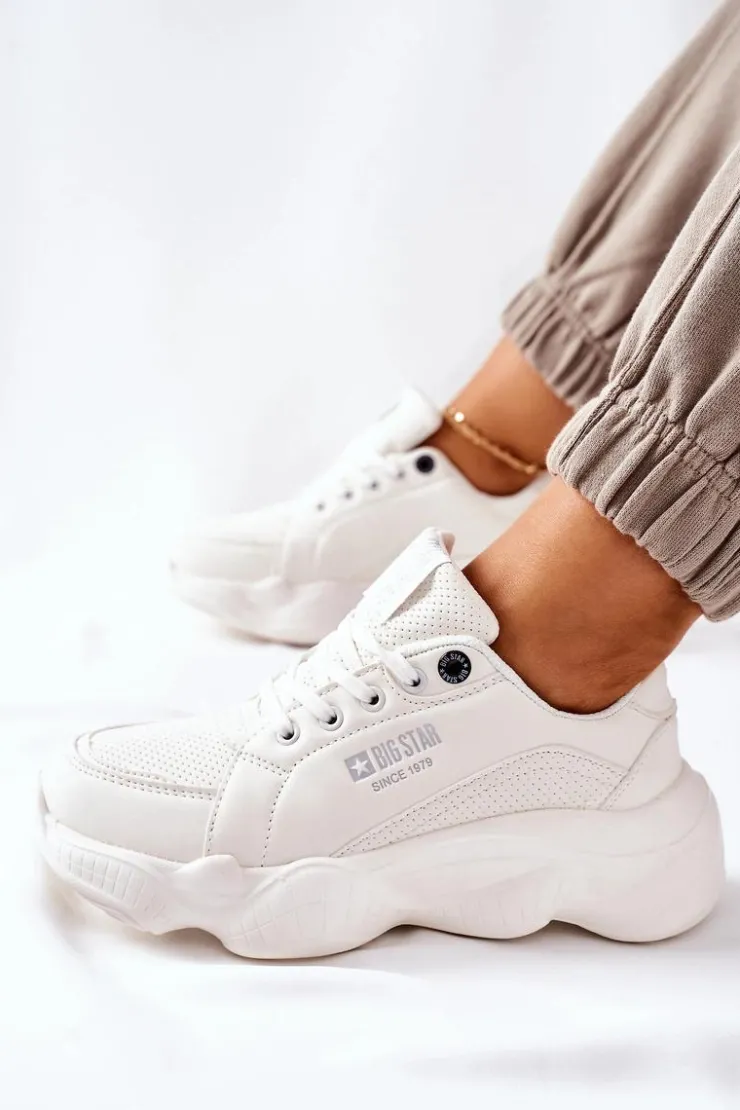 Big Star Shoes Trampki Damskie Big Star|Big Star*Damskie Sportowe Buty Memory Foam Big Star II274359 Białe