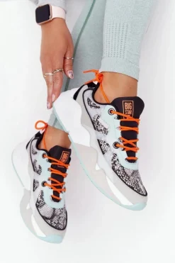 Outlet Big Star Shoes Damskie Sportowe Buty Memory Foam Big Star HH274324 Szaro-Zielone