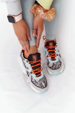 Outlet Big Star Shoes Damskie Sportowe Buty Memory Foam Big Star HH274324 Szaro-Zielone