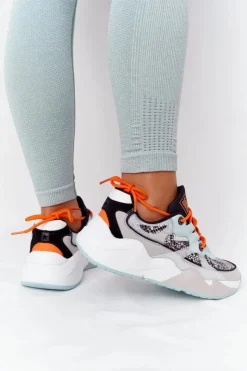 Outlet Big Star Shoes Damskie Sportowe Buty Memory Foam Big Star HH274324 Szaro-Zielone