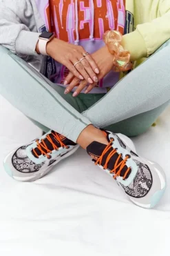 Outlet Big Star Shoes Damskie Sportowe Buty Memory Foam Big Star HH274324 Szaro-Zielone