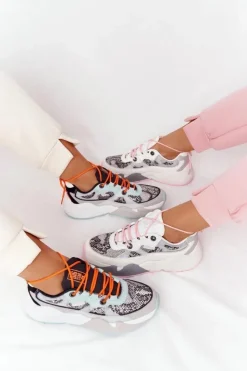 Outlet Big Star Shoes Damskie Sportowe Buty Memory Foam Big Star HH274324 Szaro-Zielone