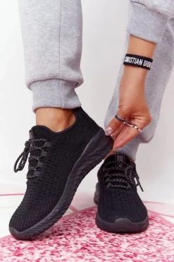 Damskie Big Star Shoes Damskie Sportowe Buty Memory Foam Big Star HH274298 Czarne