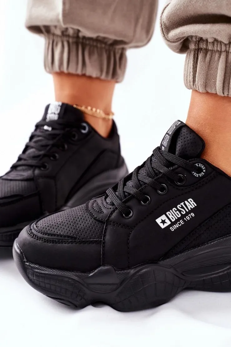 New Big Star Shoes Damskie Sportowe Buty Memory Foam Big Star II274356 Czarne