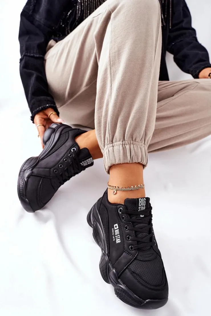 New Big Star Shoes Damskie Sportowe Buty Memory Foam Big Star II274356 Czarne