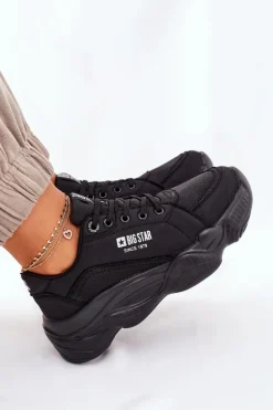 New Big Star Shoes Damskie Sportowe Buty Memory Foam Big Star II274356 Czarne