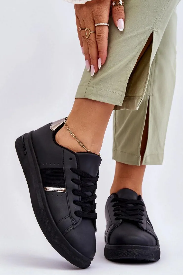 Boto Sneakersy Damskie*Damskie Sportowe Buty Na Platformie Czarne Soris