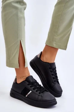 Boto Sneakersy Damskie*Damskie Sportowe Buty Na Platformie Czarne Soris