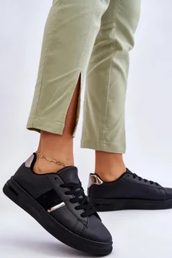 Boto Sneakersy Damskie*Damskie Sportowe Buty Na Platformie Czarne Soris