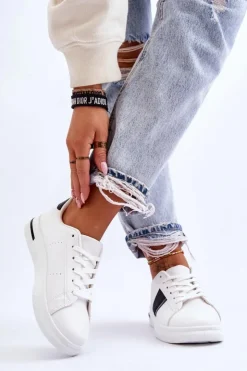 Boto Sneakersy Damskie*Damskie Sportowe Buty Na Platformie Biało-Czarne Soris