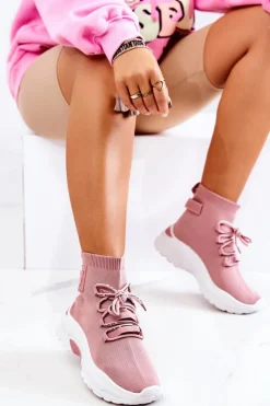 Boto Buty Sportowe Na Platformie*Damskie Sportowe Buty Skarpetkowe Różowe KeSports