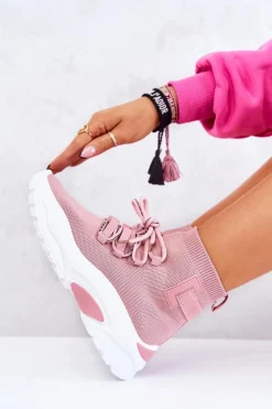 Boto Buty Sportowe Na Platformie*Damskie Sportowe Buty Skarpetkowe Różowe KeSports