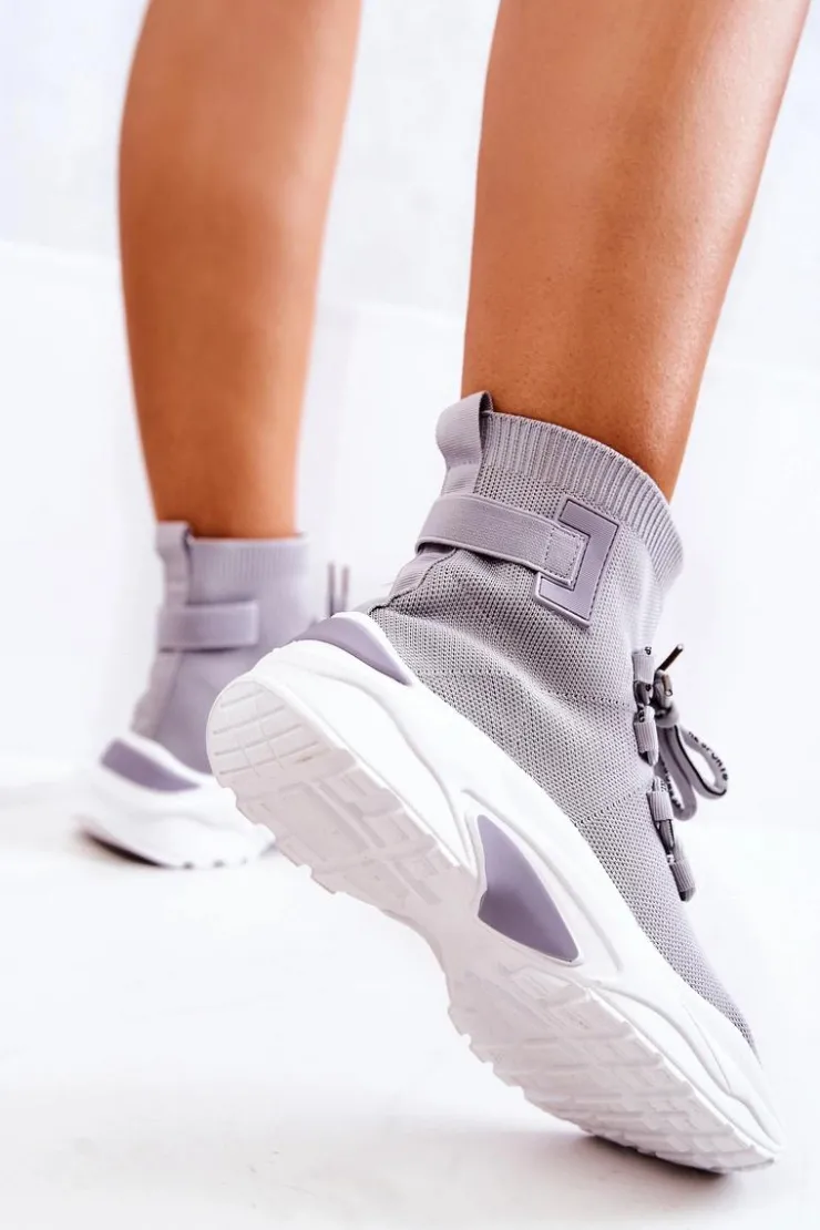 Best Boto Damskie Sportowe Buty Skarpetkowe Szare KeSports Szary