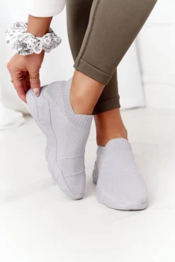 Damskie Boto Damskie Sportowe Buty Slip-on Szare Yoga Class