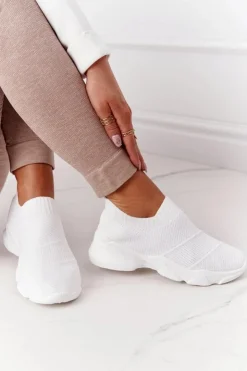 Sale Boto Damskie Sportowe Buty Slip-on Białe Yoga Class