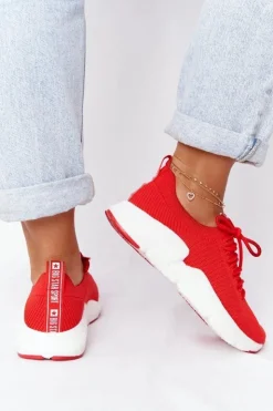 Big Star Shoes Trampki Damskie Slip-On|Trampki Damskie Big Star*Damskie Sportowe Buty Slip-on Big Star DD274580 Czerwone