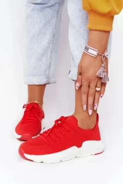 Big Star Shoes Trampki Damskie Slip-On|Trampki Damskie Big Star*Damskie Sportowe Buty Slip-on Big Star DD274580 Czerwone