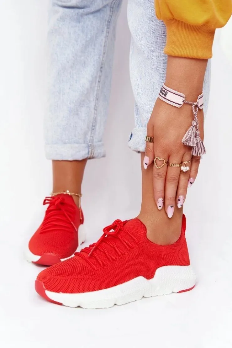 Big Star Shoes Trampki Damskie Slip-On|Trampki Damskie Big Star*Damskie Sportowe Buty Slip-on Big Star DD274580 Czerwone