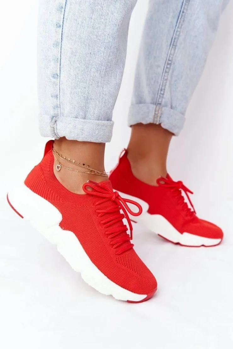 Big Star Shoes Trampki Damskie Slip-On|Trampki Damskie Big Star*Damskie Sportowe Buty Slip-on Big Star DD274580 Czerwone