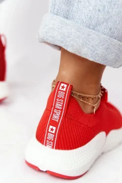 Big Star Shoes Trampki Damskie Slip-On|Trampki Damskie Big Star*Damskie Sportowe Buty Slip-on Big Star DD274580 Czerwone