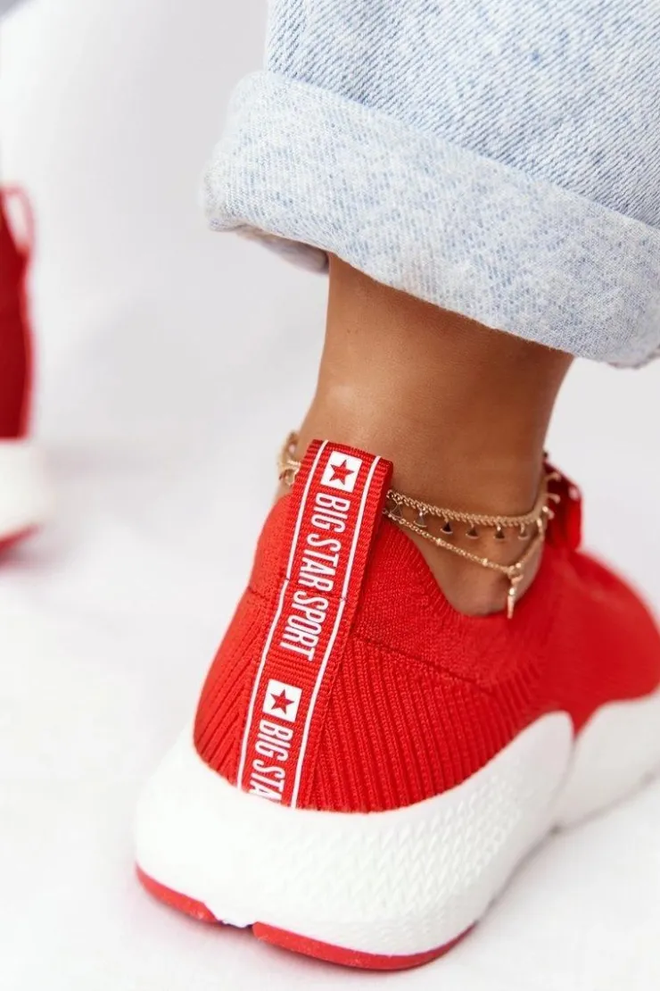 Big Star Shoes Trampki Damskie Slip-On|Trampki Damskie Big Star*Damskie Sportowe Buty Slip-on Big Star DD274580 Czerwone