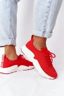 Big Star Shoes Trampki Damskie Slip-On|Trampki Damskie Big Star*Damskie Sportowe Buty Slip-on Big Star DD274580 Czerwone