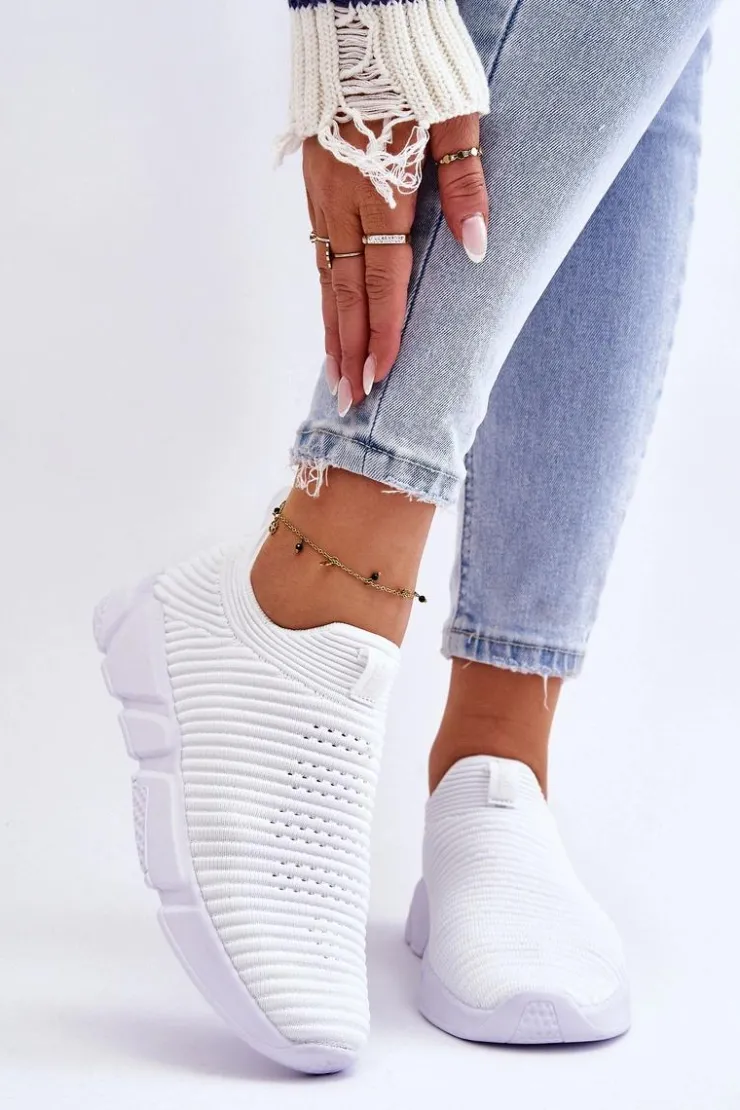 Damskie Big Star Shoes Damskie Sportowe Buty Slip-on Big Star DD274460 Białe